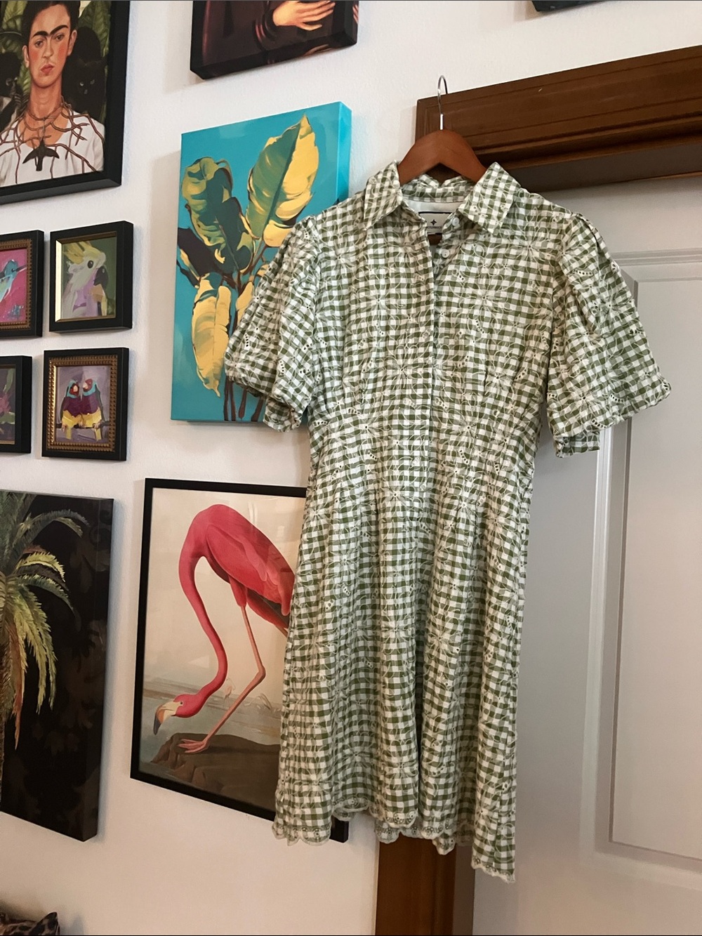 Tuckernuck Mini Delaney Dress Green & White Checkered Size Small